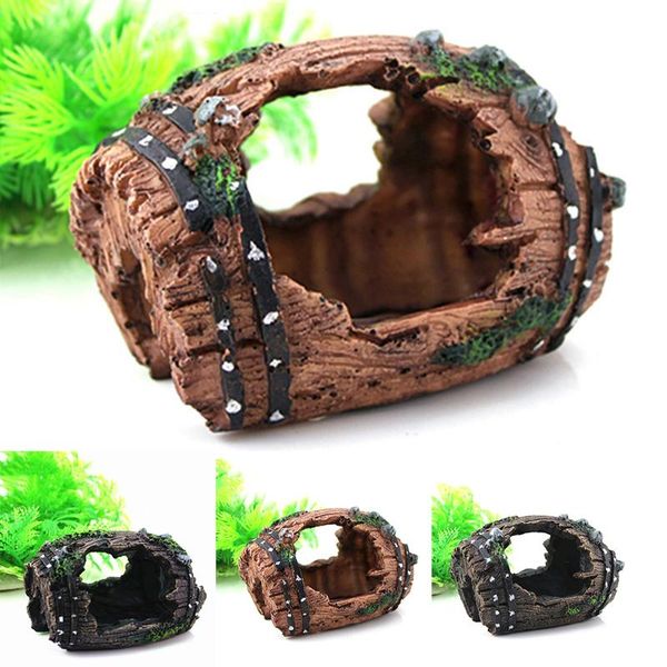 

decorations aquarium wine barrel resin ornament artificial barrels cave fish tank landscape decoration