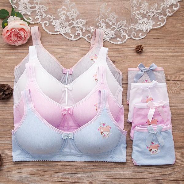 

bras sets [alfou] brand women bra set solid color lingerie girl underwear cotton no steel support adjusted-straps, Red;black