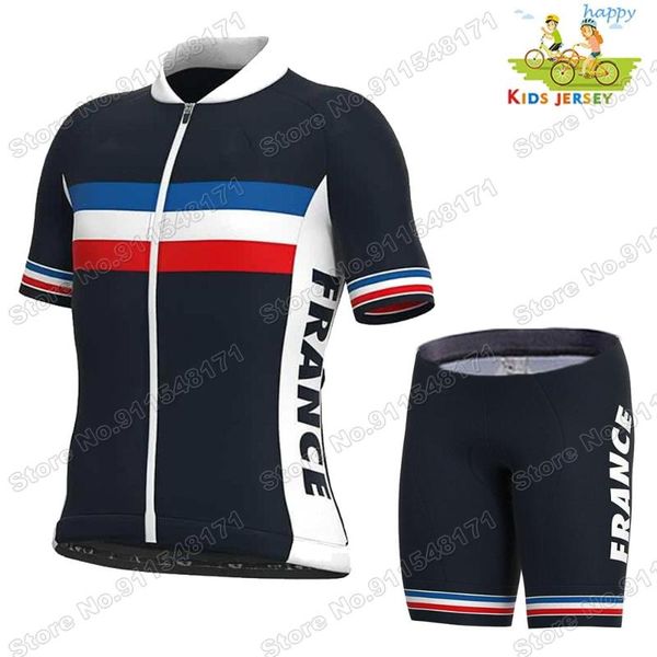 

racing sets french national cycling jersey set kids 2021 boys girls clothing children road bike suit mtb maglia ropa cycliste, Black;blue