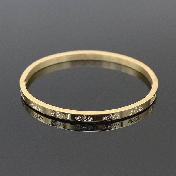 

bangle fashion women jewelry lotus stainless steel full cuff bangles bracelets for gift, Black