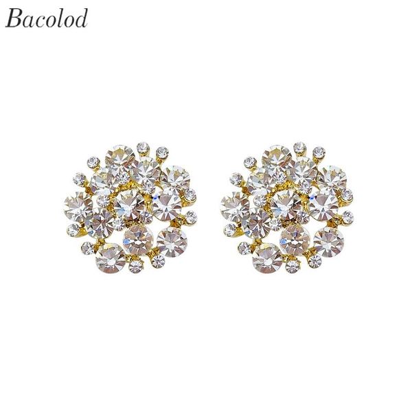 

stud bacolod trendy gold color flowers shaped earrings for women shiny crystal alloy party jewelry accessories 2021 arrival, Golden;silver