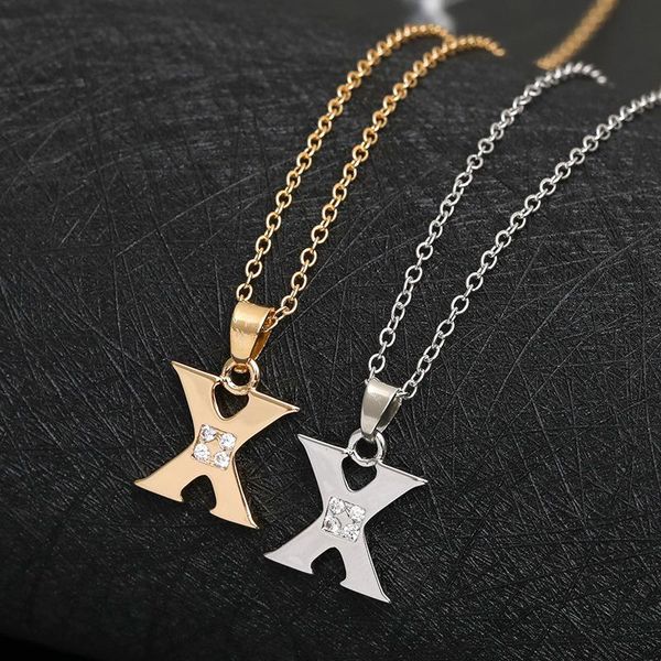 

gift tiny swirl initial alphabet letter x necklace 26 english cursive luxury name letters word chain necklaces jewelry pendant, Silver