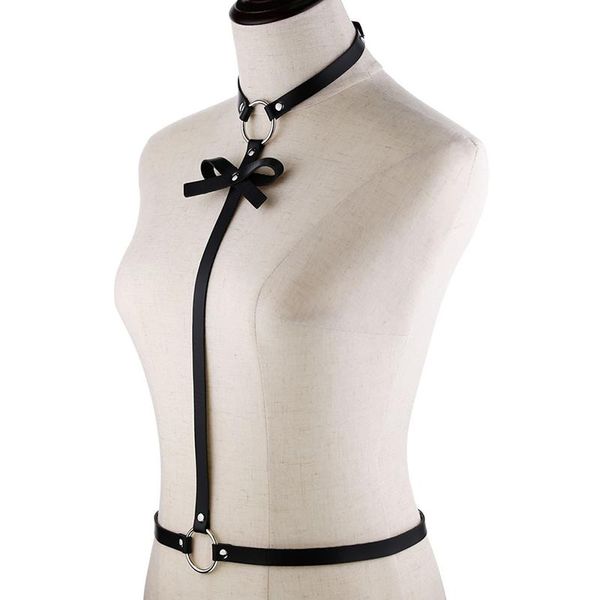 

garters ladies women body harness bra chest bandage lingerie erotic cage gothic garter belt suspenders, Black;white