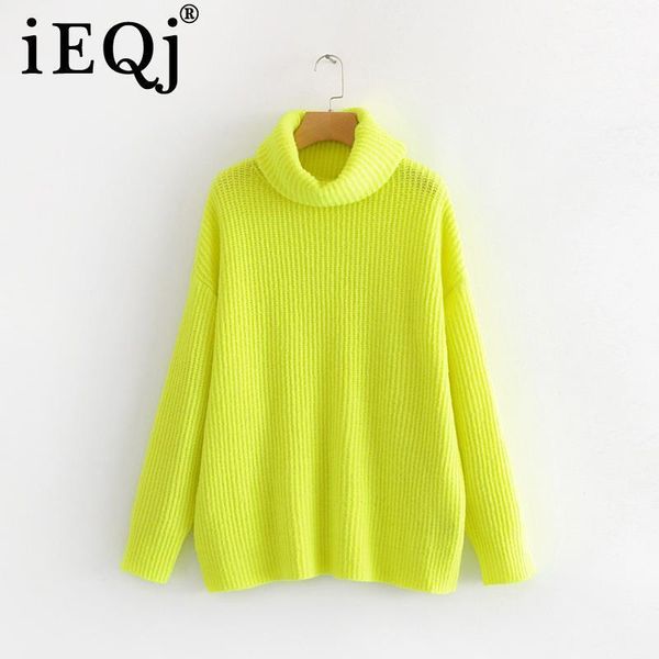 

[ieqj] spring autumn pattern women sweaters turtleneck collar long sleeve solid knitting pulloveres casual sweater 19c a117, White;black