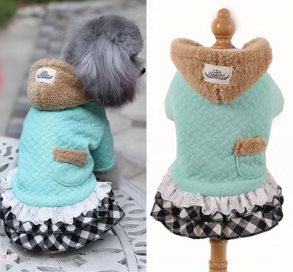 

winter dog clothes for small dogs warm fleece ruffle plaid hoodie coat chihuahua york xs s m l xl 2xl apparel