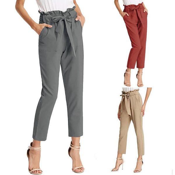 

women's pants & capris 2021 casual harajuku high waist harem bowtie elastic ankle-length pantalones de mujer, Black;white