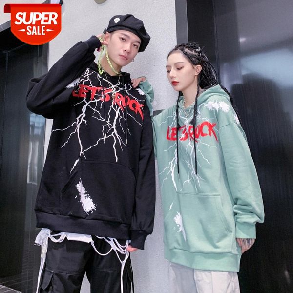 

men and women couples wear brand sweaters flow personality hip-hop street loose hoodie jacket #hh0w, Black