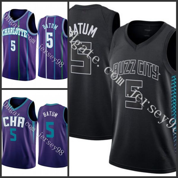 

charlotte hornets men 5 nicolas batum retro basketball jersey, Black