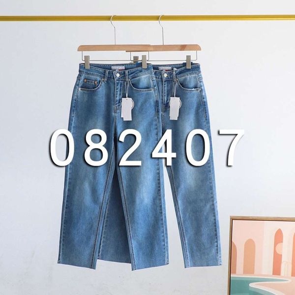

autumn style wash tube loose rough edge women's wide leg pants, Blue