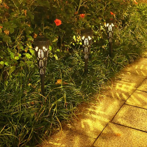 

lawn lamps 4pcs led solar garden plug ground lamp hollow yard landscape decoration plastic lighting outdoor waterproof light