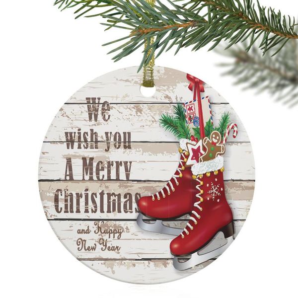 

christmas decorations merry skating boots ornament round hanging pendant decor crafts gifts for tree decoration