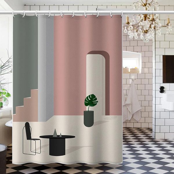 

shower curtains curtain pattern design children's kitchen waterproof digital printing morandi abstract