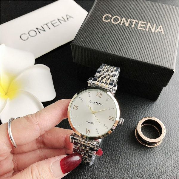 

wristwatches diamond roman numeral alloy watch ladies, Slivery;brown
