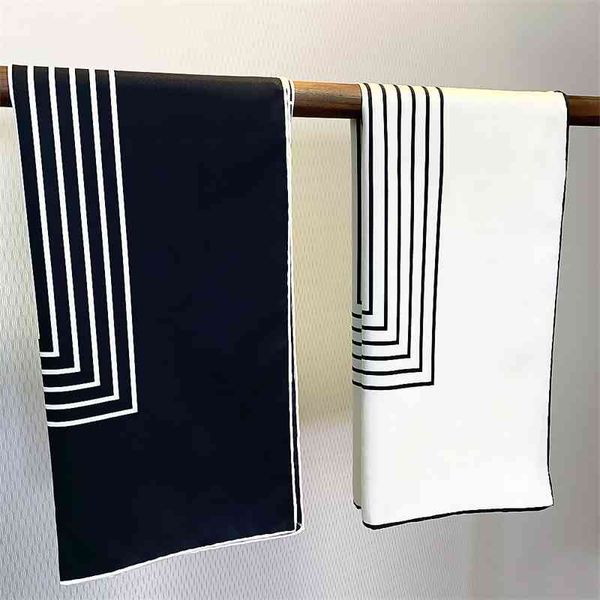 

fashion new manual crimping geometric stripe women's professional square silk scarf sunscreen shawl headdress, Blue;gray