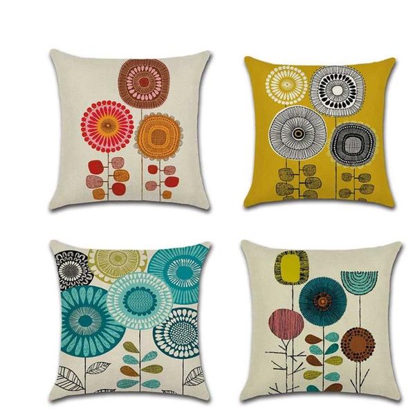 

cushion/decorative pillow cartoon plant print cushion set 45*45cm sunflower cover linen throw car home decoration pillowcase