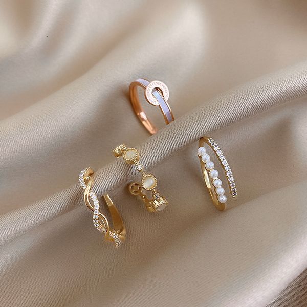 

woven mahua open net red women inlaid with diamond, japanese korean joint index finger ring, simple and fashionable, personalized, Silver