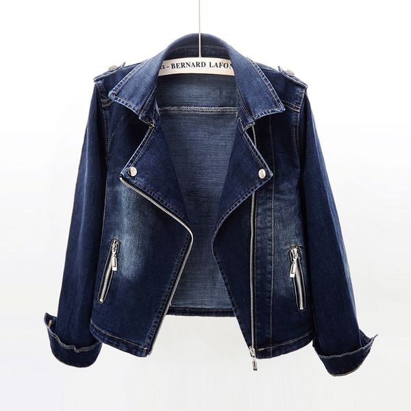 Frühling Elastizität Dünne Denim Jacke Frauen Grundlegende Mantel Plus Größe 3XL Kurze Zipper Jeans Jacken Weiblichen Koreanischen Stil Oberbekleidung