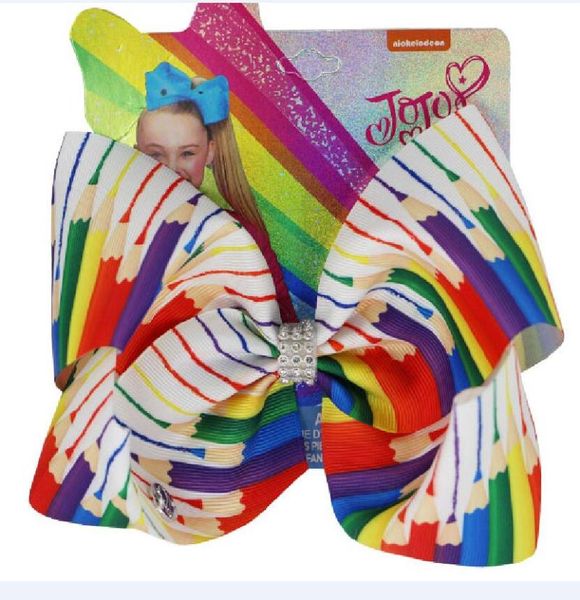 

hair accessories back to school print letter ribbon bows for girls 8 inch large bow alligator clips barrettes headwear 12pcs, Slivery;white
