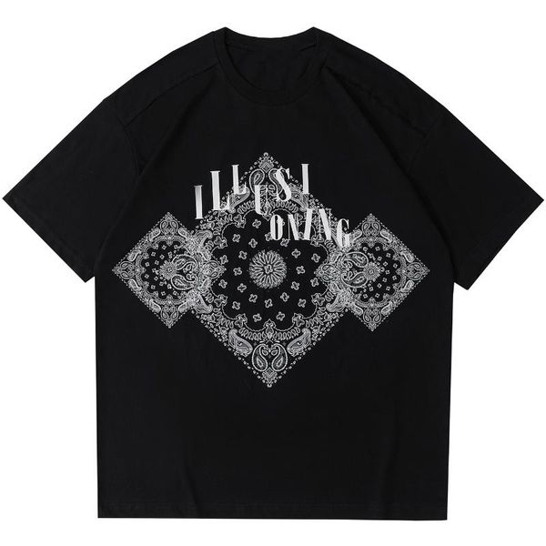 T-shirt da uomo LACIBLE Tees Hip Hop Harajuku Bandana Motivo paisley Stampa magliette Sciolto Streetwear Moda Casual Manica corta Top Unisex