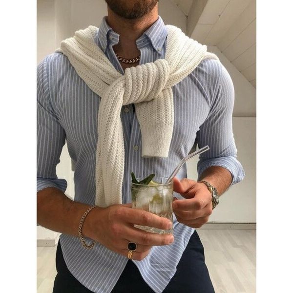 

pure color design comfortable men's long-sleeved shirt comfortable fit fashion retro style travel office entertainment, White;black