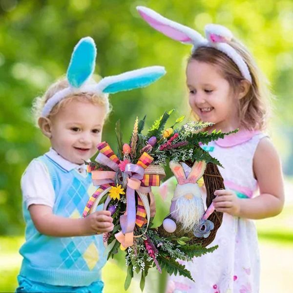 

decorative flowers & wreaths easter gnome wreath with and eggs huevos de pascua rattan decor paashaas decoratie haustÃ¼r