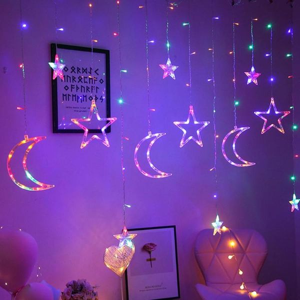 

strips garland moon led curtain fairy string lantern light festival bedroom home wedding party decor