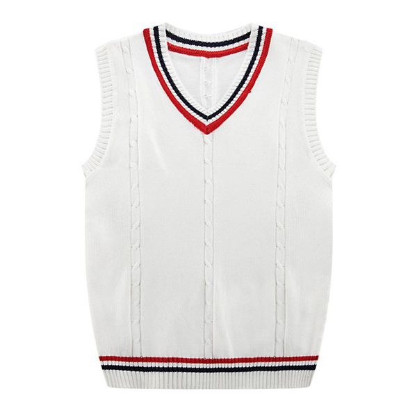 

men's vests 2021 autumn winter fashion fine pure color business leisure vest sleeveless sweater male casual preppy style, Black;white
