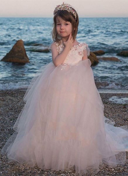 

o-neck flower girls dresses hand made flowers custom lace a line tulle kids formal wear pageant baby children party dress girl's, Red;yellow