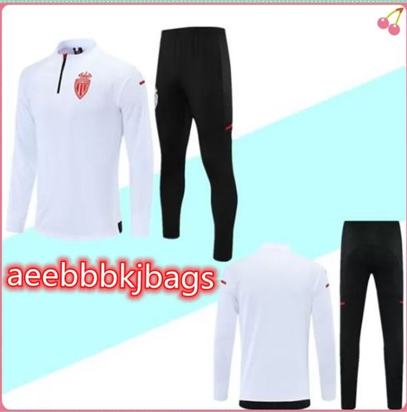 

21 22 monaco men soccer training suit as monacos chandal futbol football tracksuit 2021 2022 aguilar fabregas jovetic golovin maillo ee, Black