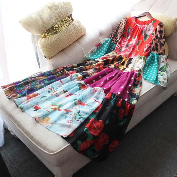 

two piece dress spring track bohemian enlargement style floral sleeve long print chiffon dressed beach vacation robe j9eg, White