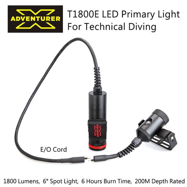 

x-adventurer underwater waterproof t1800es led primary side mount tech dive light e/c cord scuba diving pool & accessories
