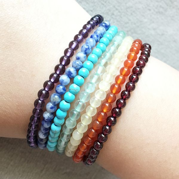 MG0096 Commercio all'ingrosso 7 Chakra Yoga Mala Beads Bracciale New Design Women's Natural Stone Energy Jewelry 4 mm Mini Gemstone Bracciale