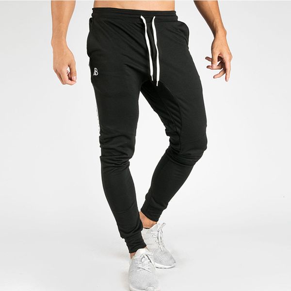 

men's pants men in pencil pants outdoors casual sport long trousers fitness gymnasium bodybuilding trends small leg joggers sportpants, Black