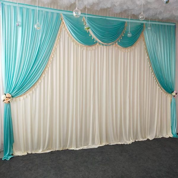 Decoração de festa curtian fase de seda de gelo macio casamento wedding backdrop swags com borlas cortina de drepe para aniversário