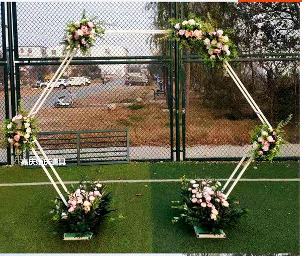 

party decoration wedding props iron background hexagonal arch flowers