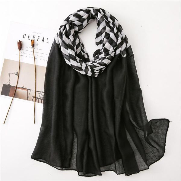 

scarves 2021 blue stripe print shawls wrap women long voile soft beach scarf hijab, Blue;gray