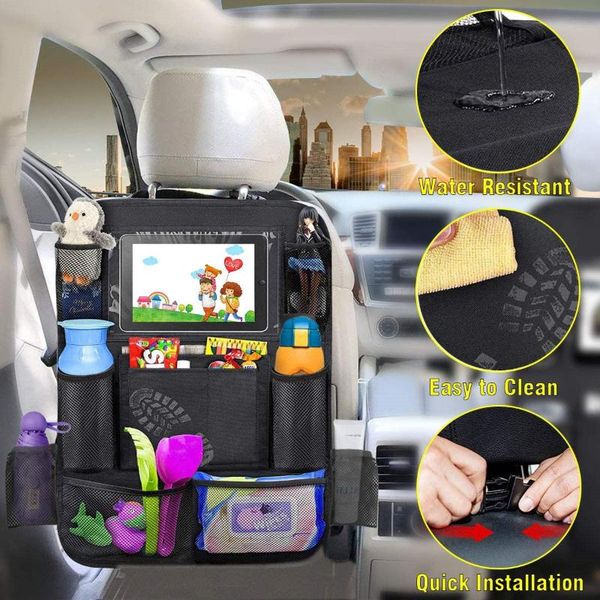 

car organizer backseat with 10 storage pockets seat back protectors kick mats