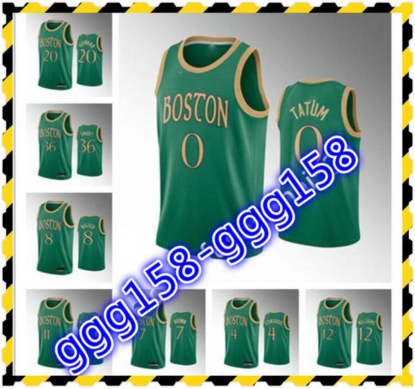 

print men's women kids any player jayson tatum jaylen brown kemba walker tacko fall marcus smart green city custom basketball jersey, Black;red