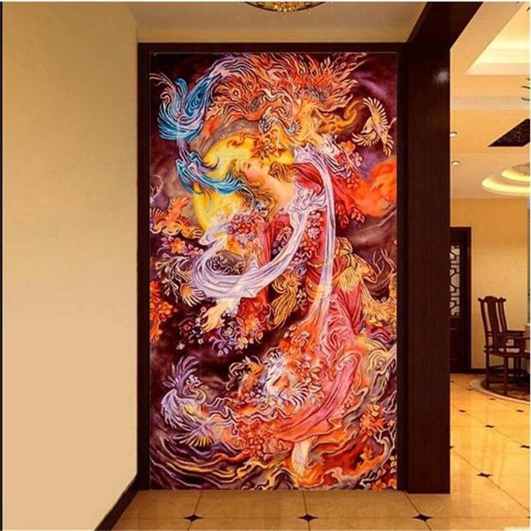 

wallpapers 3d po wallpaper custom mural living room beauty and bird oil painting picture tv background non-woven for walls