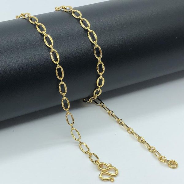 

chains 3mm woman yellow gold color round link necklace long 45cm, Silver