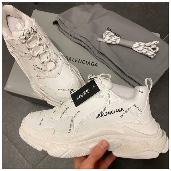 

bÃ lÃ¨nÃ§iaga triple s walking shoe retro dad shoes chaussures femme 17fw sneakers for men women vintage old grandpa trainer outdoor boots, Black