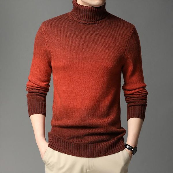 

men's sweaters 2021 winter turtleneck gradient color trendy sweater men thickened knit zde1894, White;black