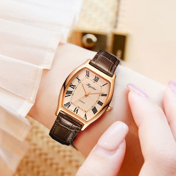 

rome tiktok kwai quartz watch lady belt, student voice, fast hand direct broadcast, Slivery;brown