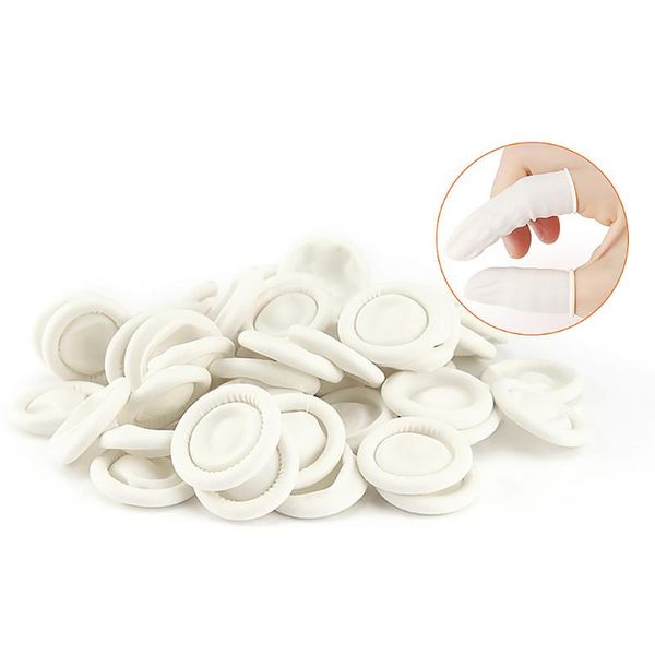 

pcs disposable finger cots natural rubber durable latex rolled nail covers fingertips protector gloves makeup art tool