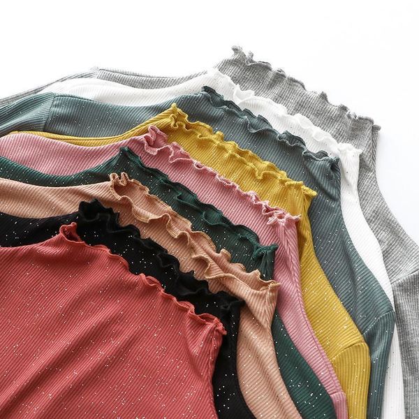 

women's t-shirt half-collar undershirt spring long-sleeved slim-fit, White