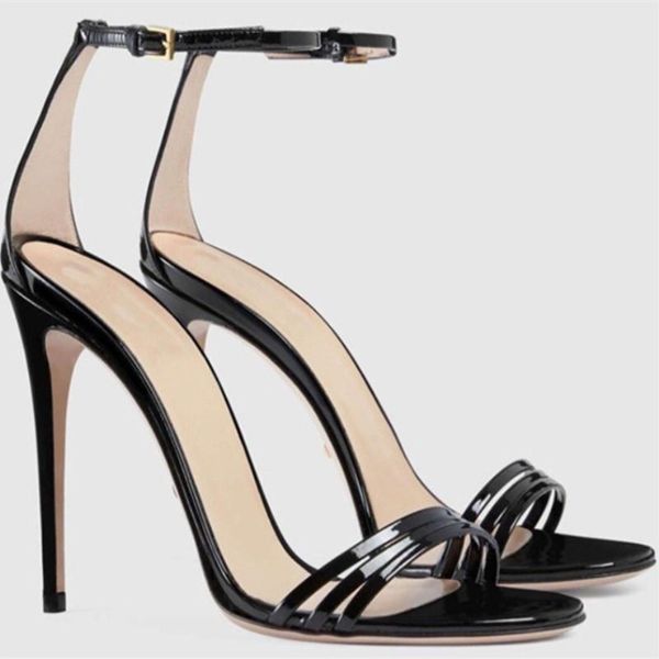

lanlojer high heels party pumps women shoes heel slingbacks ,lacquer leather 11cm sandals.size:34-45 sandals, Black