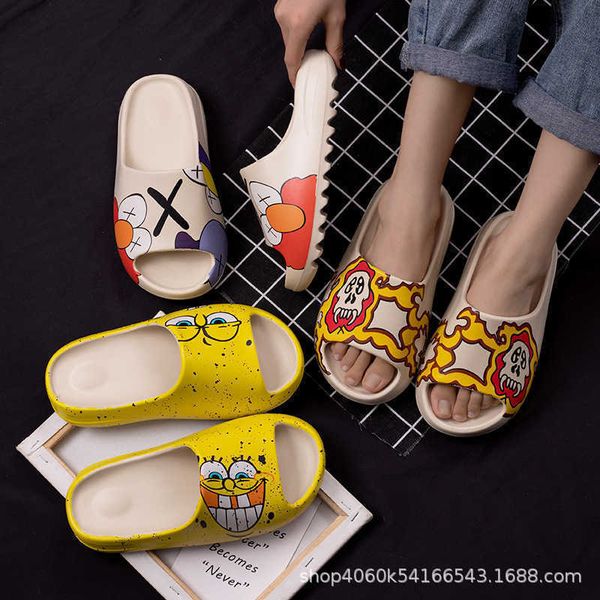 

of kanye sandalsexcrement graffiti slippers new stepping the on feeling sponge with thick bottom odor and anti slip & baby coco yw, Black
