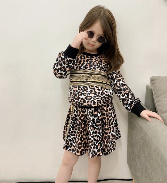 

kids designer clothing sets 2021 fashion children letter printed leopard long sleeve sweatshirts boys girls casual cartoon outfits 0s1526, White
