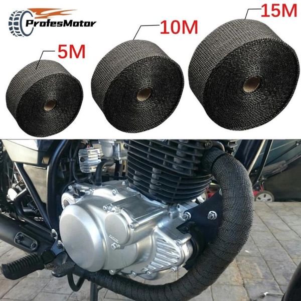 

motorcycle exhaust system 5cm*5m/10m/15m thermal tape header heat wrap manifold insulation roll resistant with stainless ties