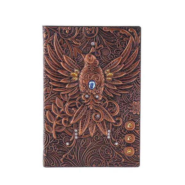 Notebook 3D Impressão Vintage Embossed Phoenix Diário Diário Jornal Livro de Couro Bíblia Handcraft 210611